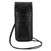 Tuscany Leather Exclusive leather eyeglasses/Smartphone holder - Black