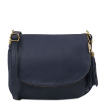 Tuscany Leather Dámska kožená kabelka cez rameno TL BAG - Dark Blue