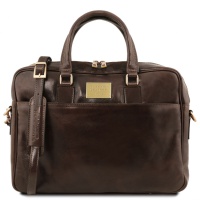 Tuscany Leather Pánska kožená taška Urbino na notebook - Dark Brown