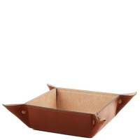 Tuscany Leather Exclusive leather tidy tray Large size - Brown