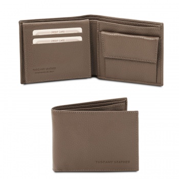 Tuscany Leather Exclusive soft 3 fold leather wallet for men with coin pocket