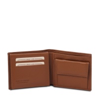 Tuscany Leather Exclusive soft 3 fold leather wallet for men with coin pocket - 