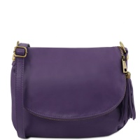Tuscany Leather Dámska kožená kabelka cez rameno TL BAG - Purple
