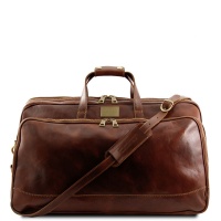 Tuscany Leather Cestovná kožená taška na kolieskach BORA BORA - Brown