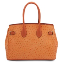 Tuscany Leather TL Bag - Handbag in ostrich-print leather - 
